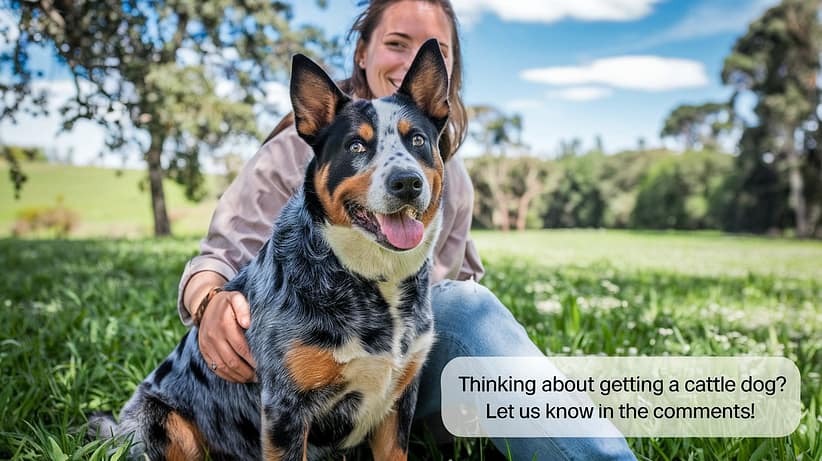 a lady giving instructions to cattle dog